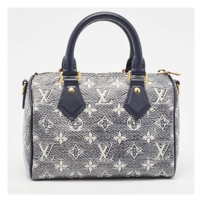 Louis Vuitton Blue Monoglam Speedy Bandouliere Bag