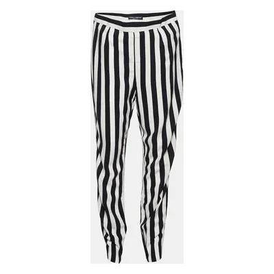 Dolce & Gabbana Monochrome Striped Crepe Tapered Trousers