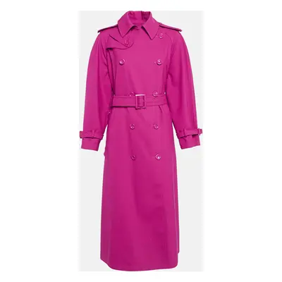 Dolce & Gabbana Dark Pink Wool Blend Double Breasted Trench Coat