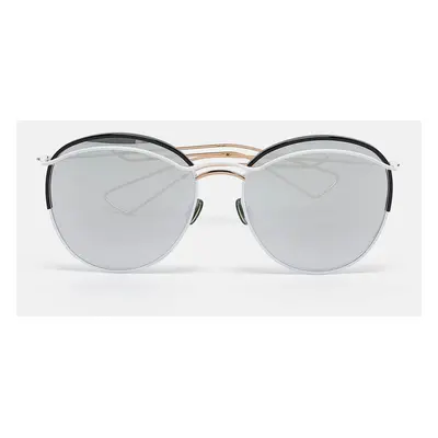 Dior White/Grey Mirrored DiorRound Aviator Sunglasses