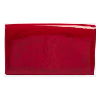 Yves Saint Laurent Pink Patent Leather Belle De Jour Flap Clutch