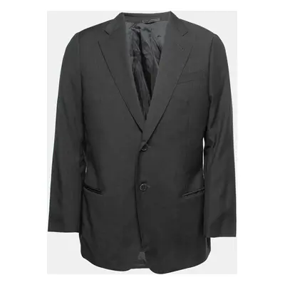 Armani Collezioni Charcoal Grey Wool Single-Breasted Blazer