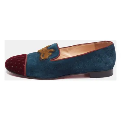 Christian Louboutin Tricolor Suede And Velvet I Love My Loubies Loafers Size 38.5