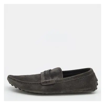 Louis Vuitton Dark Grey Suede Slip On Loafers Size