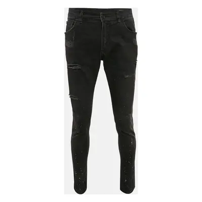 Dolce & Gabbana Black Paint Splashed Denim Ripped Slim Jeans Waist 33"