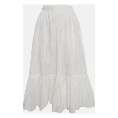 Valentino White Cotton Flounce Maxi Skirt