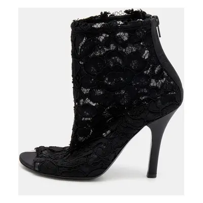 Dolce & Gabbana Black Lace Peep Toe Booties Size