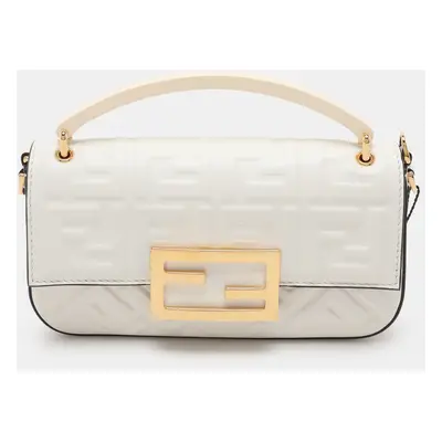 Fendi White Leather Phone Baguette Bag