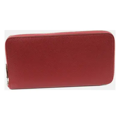 Hermes Red Azap Long Silk In Epsom Wallet