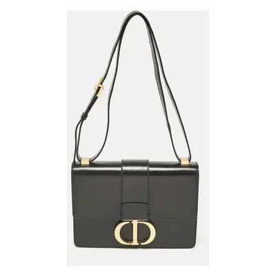 Dior Black Glossy Leather Montaigne Flap Shoulder Bag