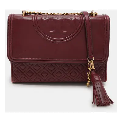 Tory Burch Burgundy Quilted Leather Fleming Shoulder Bag