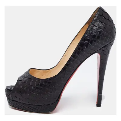 Christian Louboutin Black Python Altadama Peep-Toe Platform Pumps Size