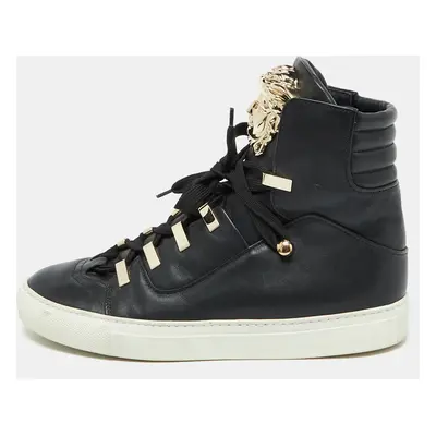 Versace Black Leather Medusa High Top Sneakers Size