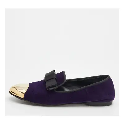 Giuseppe Zanotti Purple Velvet Cap Toe Smoking Slippers Size