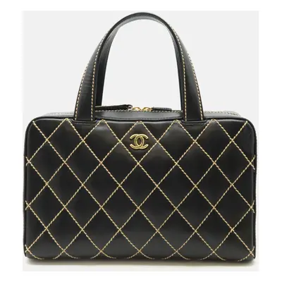 Chanel Black Leather Wild Stitch Handbag