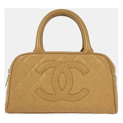 Chanel Beige Calfskin Bowling Bag