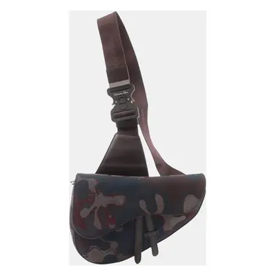 Dior Brown Peter Doig Canvas Camouflage Saddle Crossbody