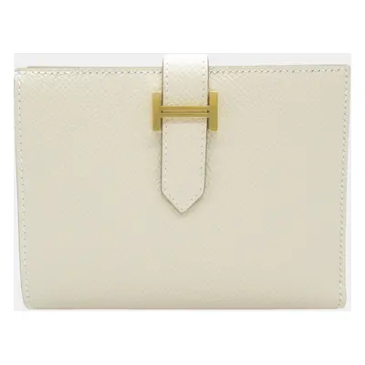 Hermes Beige Leather Compact Bearn Wallet