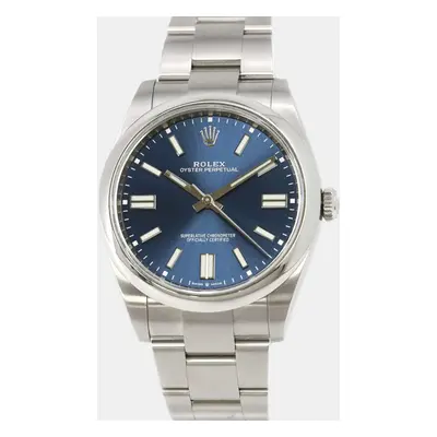 Rolex Blue Stainless Steel Oyster Perpetual Automatic Men's Wristwatch mm