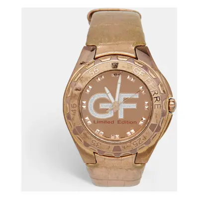 Gianfranco Ferre Rose Gold Plated Stainless Steel Leather