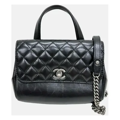 Chanel Black Leather W Face Shoulder Bag