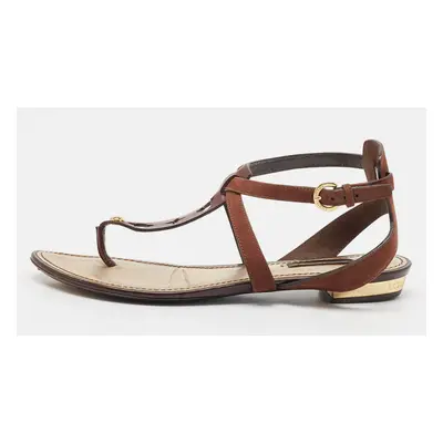 Louis Vuitton Brown Suede Thong Flat Sandals Size