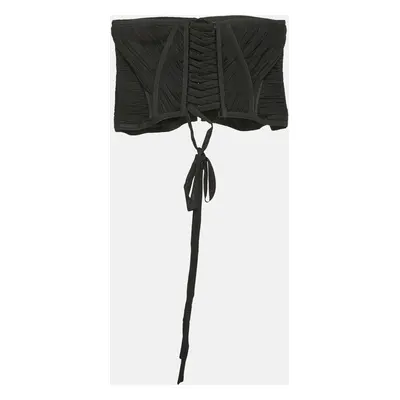 Dolce & Gabbana Black Tulle Lace-Up Corset Top