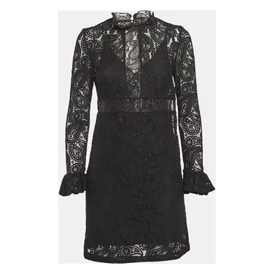 Maje Black Paisley Pattern Lace Mini Dress