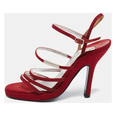 Dolce & Gabbana Red Fabric Strappy Sandals Size