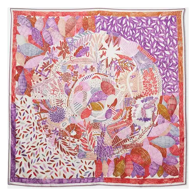 Hermes Purple/Red Silk Chacun Fait Son Nid Scarf