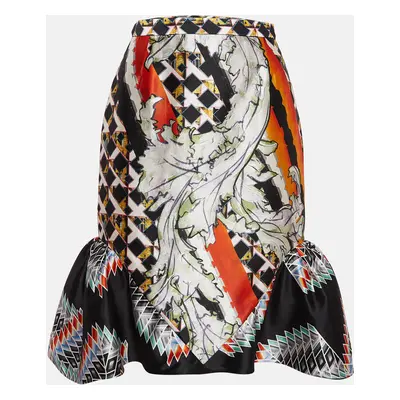 Peter Pilotto Multicolor Printed Silk Ruffled Knee-Length Skirt