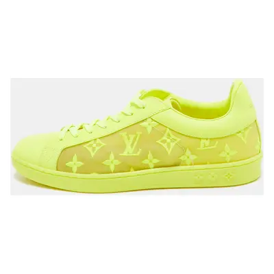 Louis Vuitton Neon Yellow Leather and Monogram Embroidered Mesh Luxembourg Sneakers Size