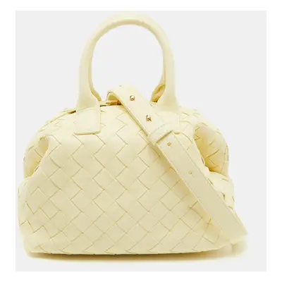 Bottega Veneta Light Yellow Intrecciato Leather Mini Bauletto Bowling Bag