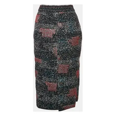 Chanel Multicolor Patterned Wool Blend Knit Midi Skirt