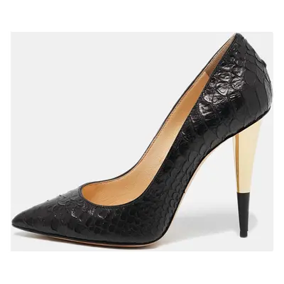 Giuseppe Zanotti Black Python Embossed Leather Pumps Size