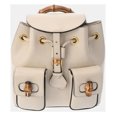 Gucci Ivory Leather Bamboo Backpack