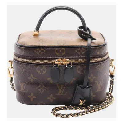 Louis Vuitton Coated Canvas Leather Monogram Reverse Brown Black Vanity Nv Pm Handbag