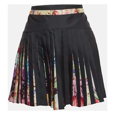 Roberto Cavalli Multicolor Floral Printed Silk Pleated Mini Skirt