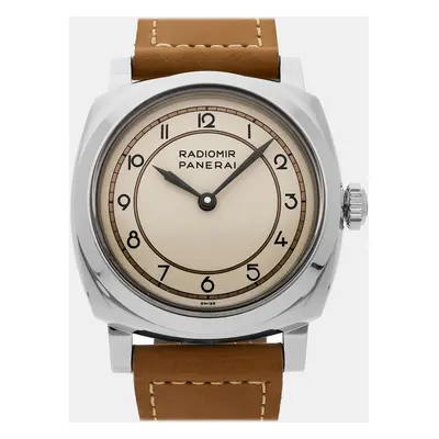 Panerai Beige Stainless Steel Radiomir PAM00791 Manual Winding Men's Wristwatch mm