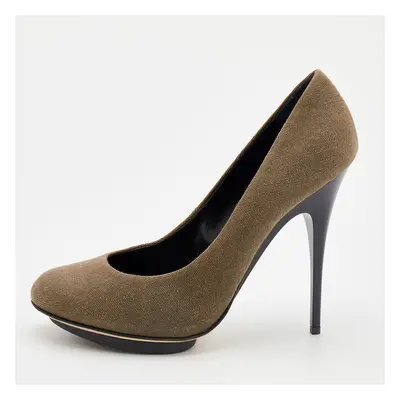 Giuseppe Zanotti Olive Green Canvas Pumps Size