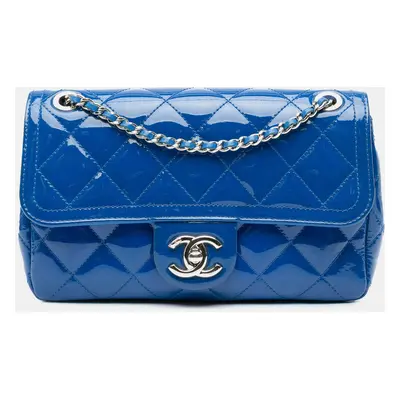 Chanel Blue Small Patent Coco Shine Flap