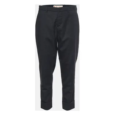 Marni Charcoal Grey Wool Cuffed Trousers