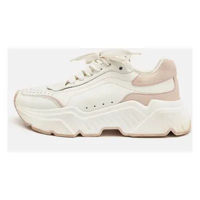 Dolce & Gabbana White/Blush Pink Leather Daymaster Sneakers Size