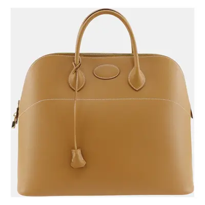 Hermes Camel Brown Leather Bolide Boston Bag