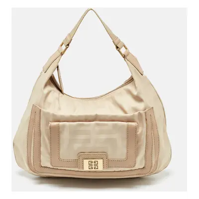 Givenchy Beige Signature Canvas and Leather Hobo