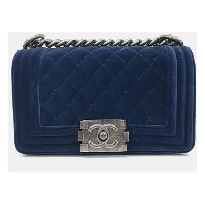 Chanel Blue Velvet Boy Small Bag