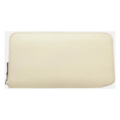 Hermes White Leather Azap Long Silk'in Wallet