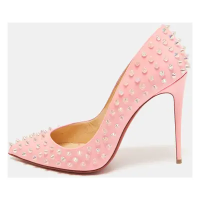 Christian Louboutin Pink Patent Leather Pigalle Follies Spikes Pumps Size