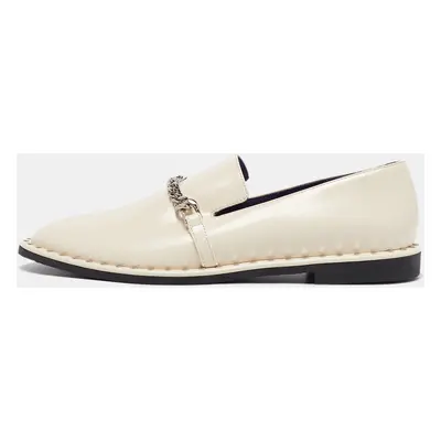 Stella McCartney Cream Faux Patent Leather Chain Loafers Size