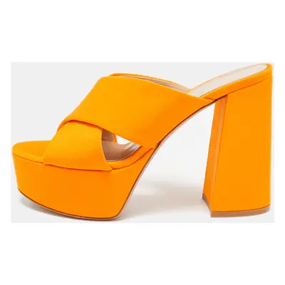 Gianvito Rossi Orange Satin Sue Slide Sandals Size